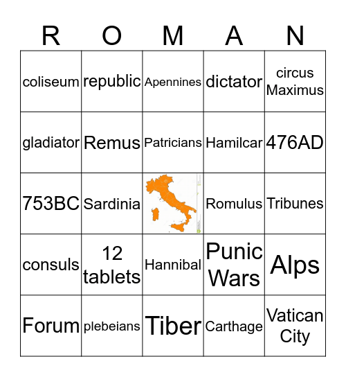 Roman history Bingo Card
