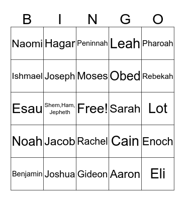 Bible People Bingo Card