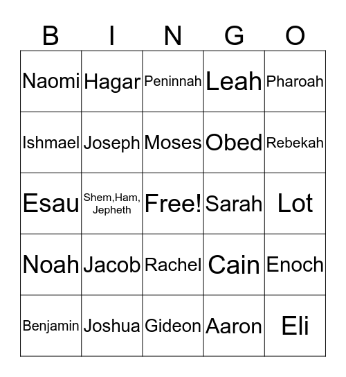 Bible People Bingo Card