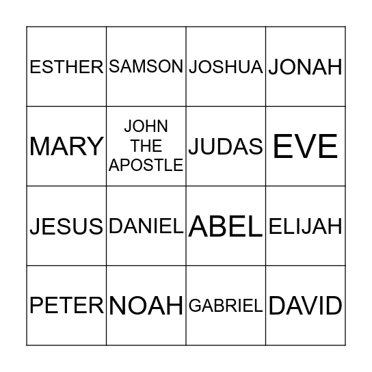 PEOPLE OF THE BIBLE Bingo Card