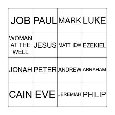 People of the Bible  Bingo Card