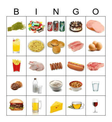 Food and Drinks Bingo Card