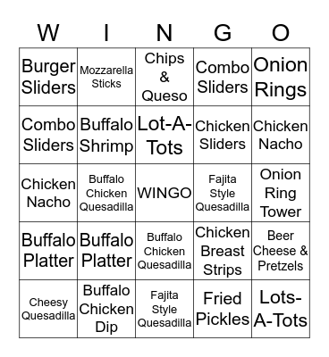 Wingo Bingo Card
