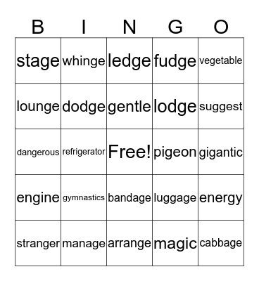 Stage 3 Tm 1 Wk 1 Bingo Card