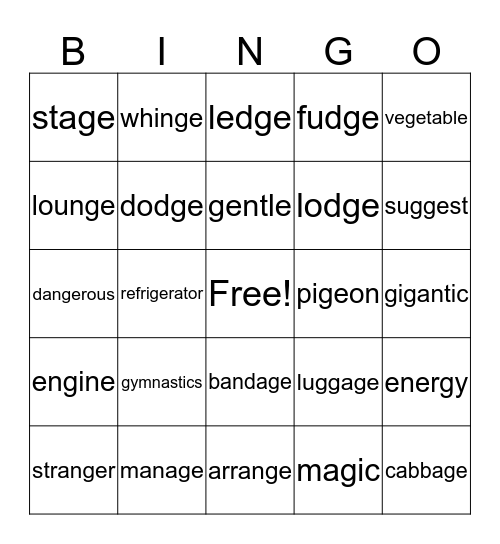 Stage 3 Tm 1 Wk 1 Bingo Card