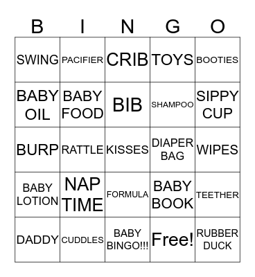 Baby Bingo! Bingo Card