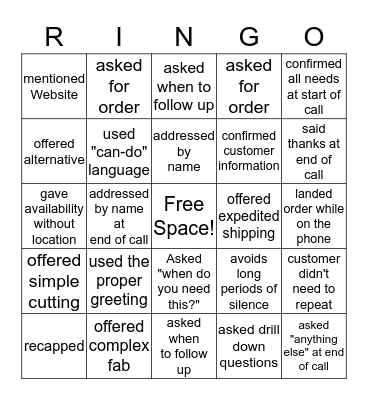 Let's Play Ringo! Bingo Card