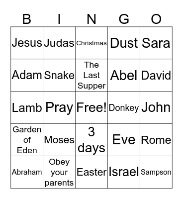 JESUS Bingo Card