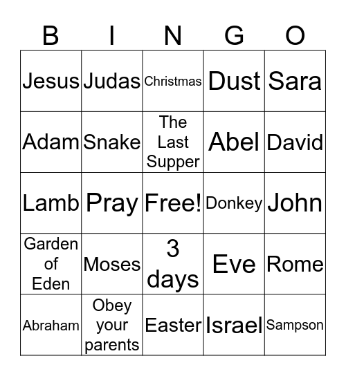 JESUS Bingo Card