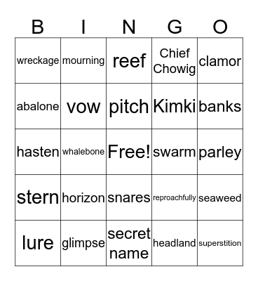 Island of the Blue Dolphin BINGO Card