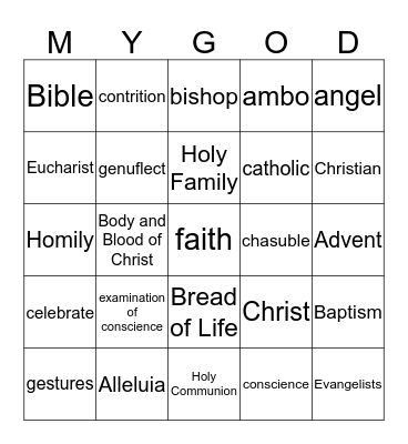 Finding God Bingo Card