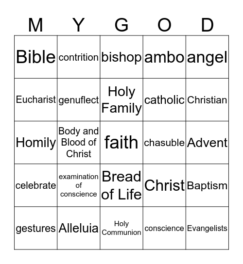 Finding God Bingo Card