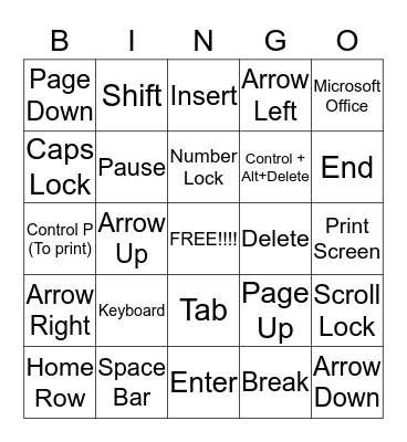 Computer Terms Bingo Card