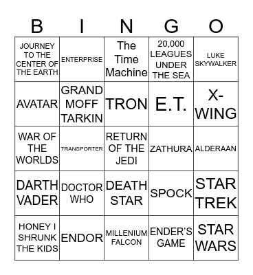 SCIENCE FICTION Bingo Card