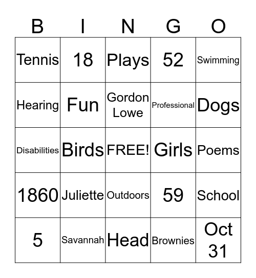 Untitled Bingo Card