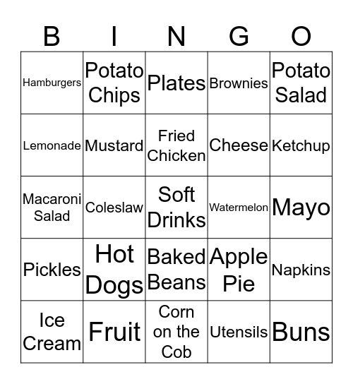 What's in the Picnic Basket? Bingo Card