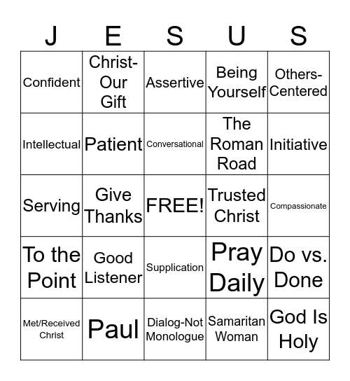Contagious Christian Bingo Card
