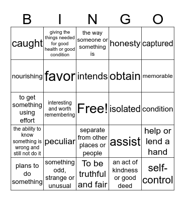 The Girl Who Loved Spiders Bingo Card
