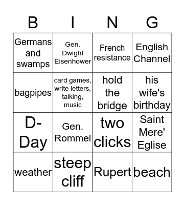 The Longest Day Bingo Card