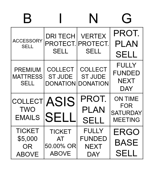 SALES BINGO Card