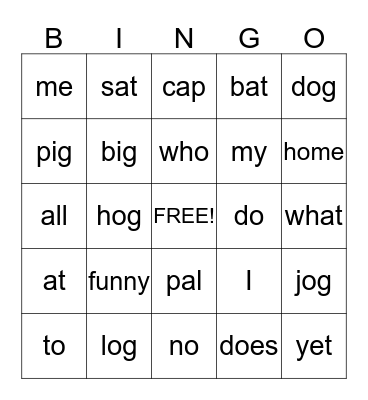 Emily's Words 1 Bingo Card