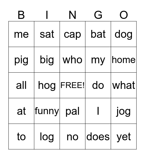 Emily's Words 1 Bingo Card
