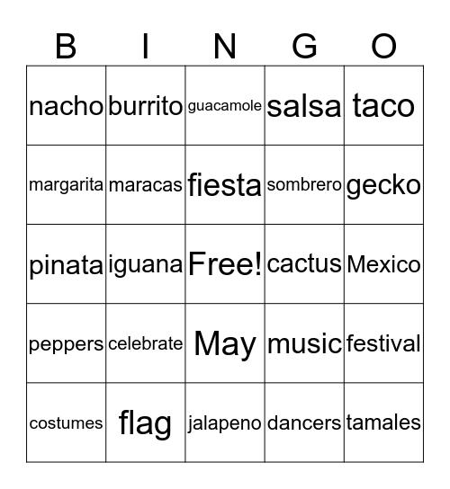 Happy Cinco de Mayo Bingo Card