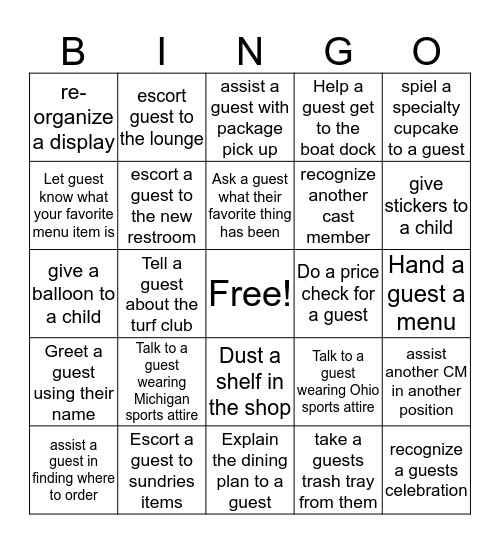 Pastry Redemtion Bingo Card