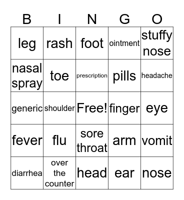 Health Bingo Card
