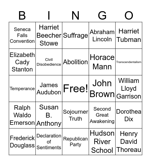 Reform Bingo Card