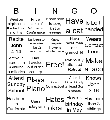 CT 3rd Jurisdiction Retreat Bingo Card