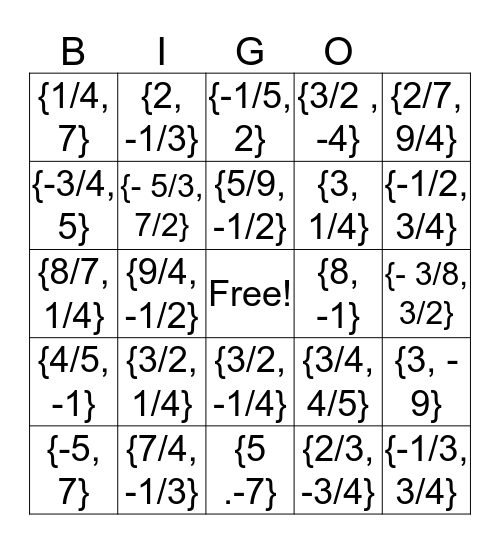 Solving Quadratic Trimomials BINGO Card