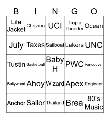 Vaishnovi & Vikram's Baby Shower Bingo Card