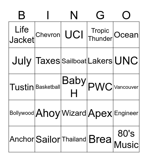 Vaishnovi & Vikram's Baby Shower Bingo Card