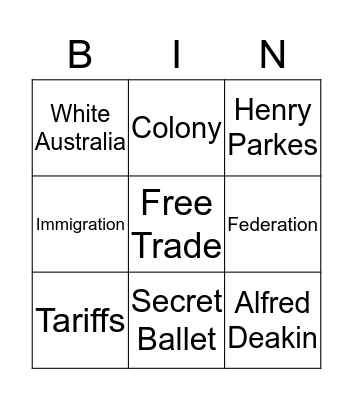federation  Bingo Card