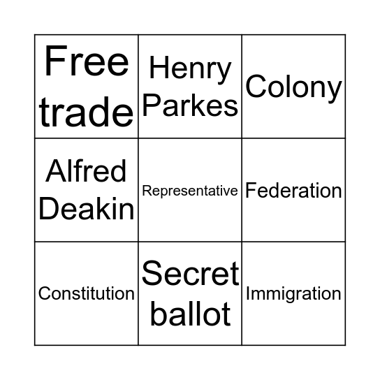 Federation Bingo Card