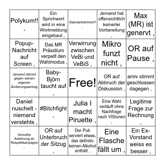 Das sagenumworbene MR Bingo Card