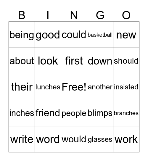 Trick Words Unit 13 Bingo Card