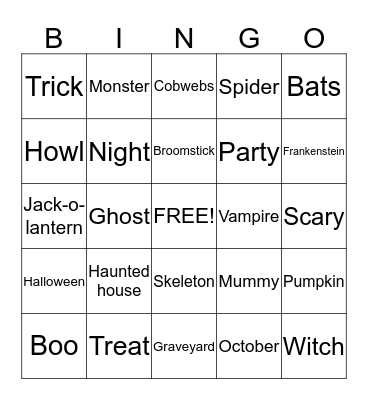 Halloween Harvest Potluck Bingo Card