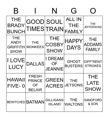 TV BINGO Card