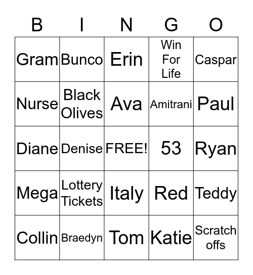 "Leigh, Leigh's" Bingo Card