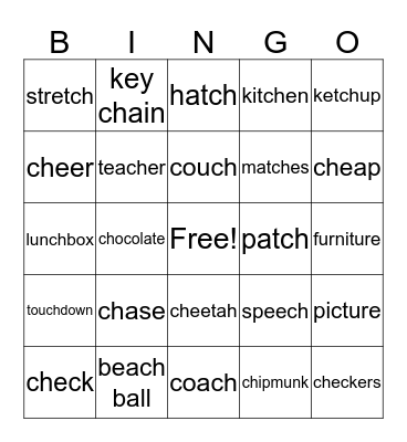 CH Vocabulary Bingo Card