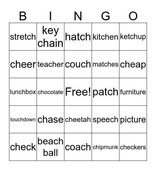 CH Vocabulary Bingo Card