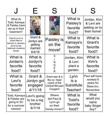 SINGER     BINGO     2018 Bingo Card