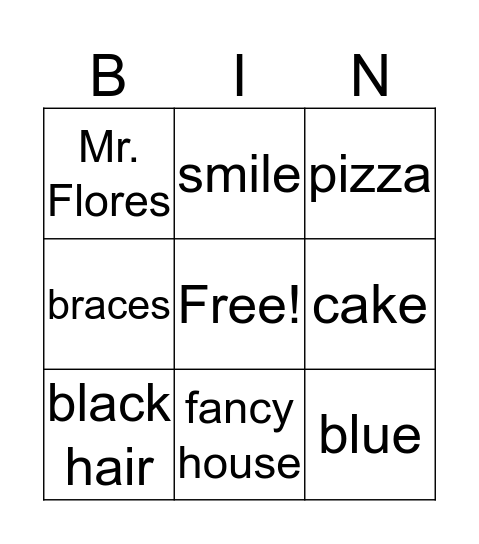 Nathaniel Bingo Card
