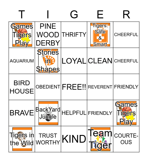 Tiger Scout BINGO Card