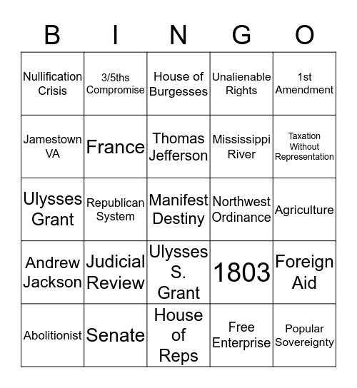 STAAR REVIEW 1 Bingo Card