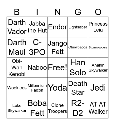 STAR WARS BINGO Card