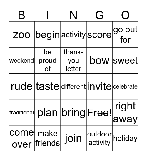 Lesson3. Javlon's New Life in Korea Bingo Card