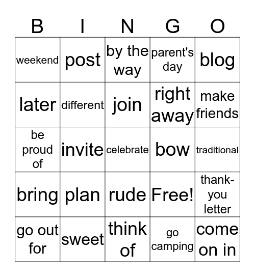 Lesson3. Javlon's New Life in Korea Bingo Card